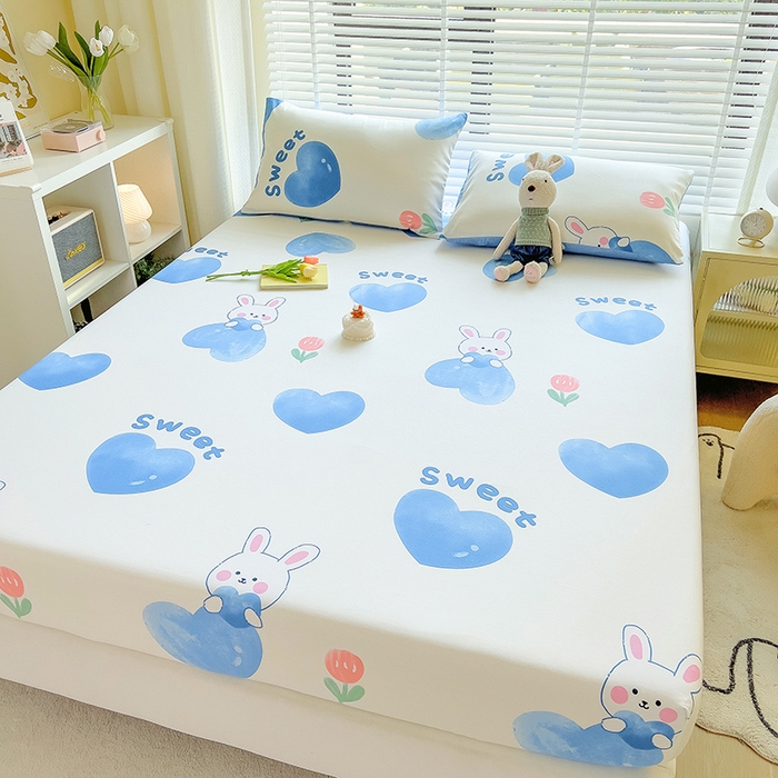 91家纺网 家纺一手货源 找家纺 芃成家纺 2023新款全棉13070单床笠 开心兔