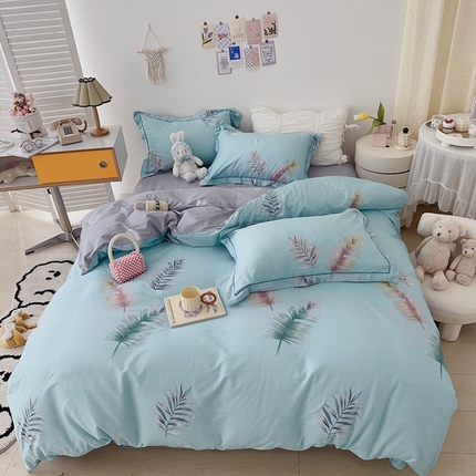 91家纺网 家纺一手货源 找家纺 于果 2023新款全棉13370四件套 疏影(绿)