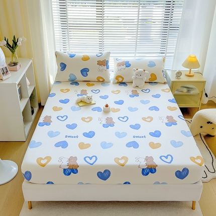 芃成家纺 2023新款全棉13070单床笠 两小无猜 蓝