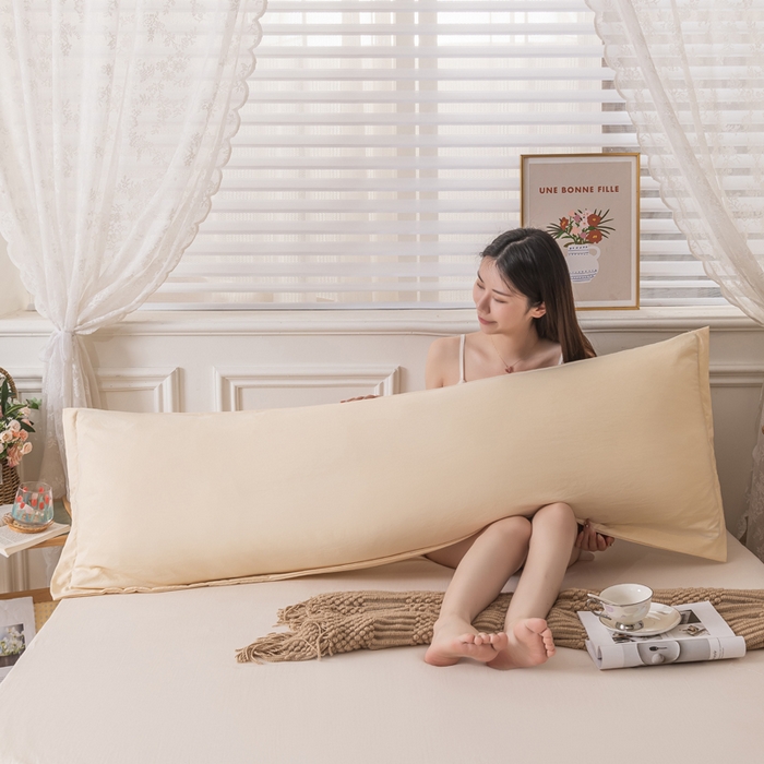 91家纺网 家纺一手货源 找家纺 梦舒羽 2025新款水洗棉麻单人枕头套亲肤双人枕套 鹅黄色