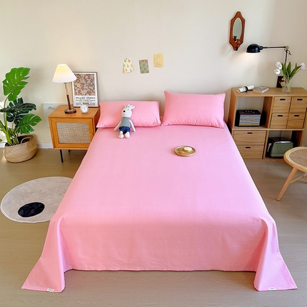芃成家纺 2023新款全棉老粗布床单 少女粉