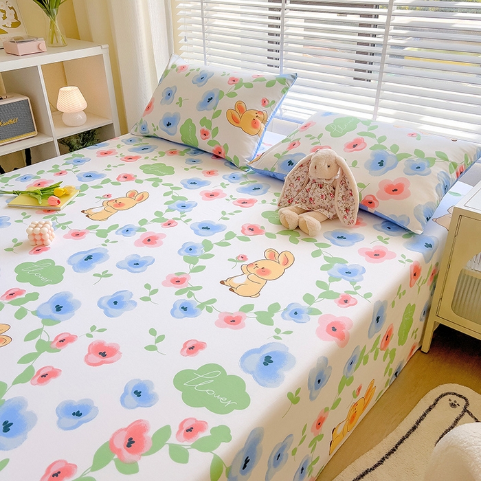 91家纺网 家纺一手货源 找家纺 芃成家纺 2023新款全棉13070单床单 兔兔花海