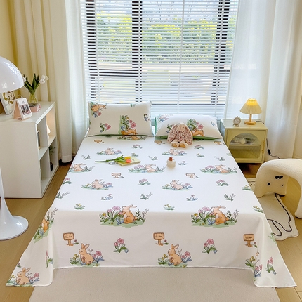 芃成家纺 2023新款全棉13070单床单 花园兔