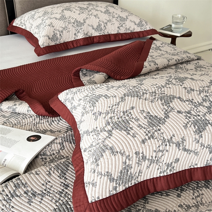 91家纺网 家纺一手货源 找家纺 汇庭 2023新款雅丝床盖三件套 薇薇雅