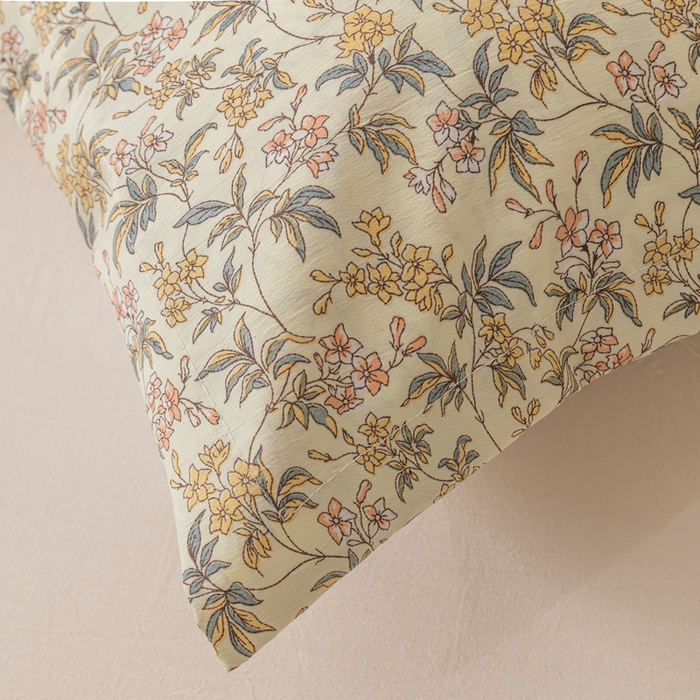 91家纺网 家纺一手货源 找家纺 梦舒羽 2025新款水洗棉麻单人枕头套亲肤双人枕套 繁花