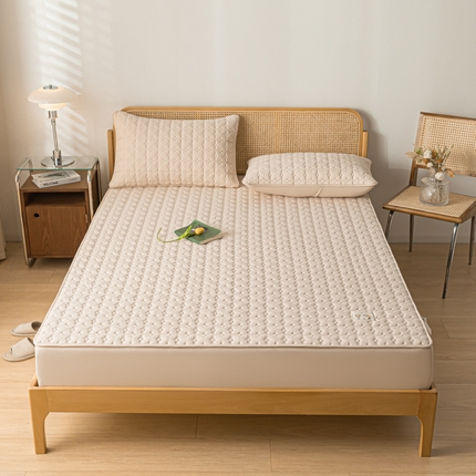 芬晴家纺 2023新款A类母婴级防水夹棉床笠 梦幻-卡其