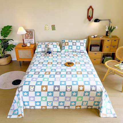 芃成家纺 2023新款全棉老粗布床单 心心相印