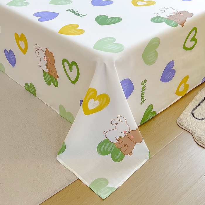 91家纺网 家纺一手货源 找家纺 芃成家纺 2023新款全棉13070单床单 两小无猜 绿