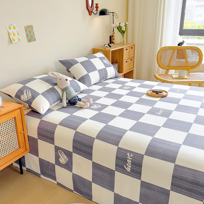 91家纺网 家纺一手货源 找家纺 芃成家纺 2023新款全棉老粗布床单 心有所属