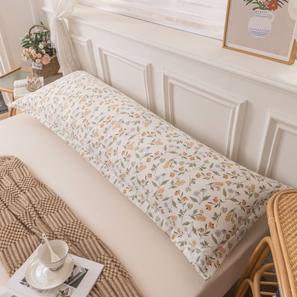 新款水洗棉麻单人枕头套亲肤双人枕套 小碎花