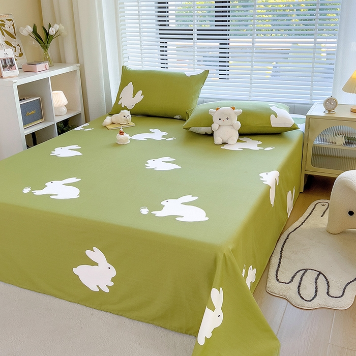 91家纺网 家纺一手货源 找家纺 芃成家纺 2023新款全棉13070单床单 可爱兔