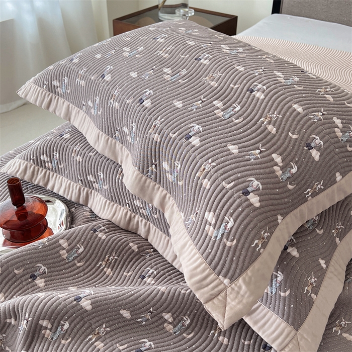 91家纺网 家纺一手货源 找家纺 汇庭 2023新款雅丝床盖三件套 梦游小兔