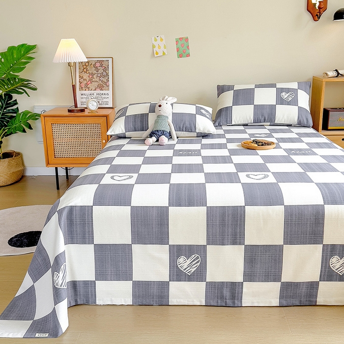 91家纺网 家纺一手货源 找家纺 芃成家纺 2023新款全棉老粗布床单 心有所属