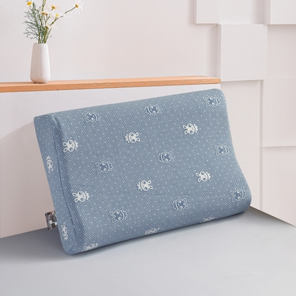 91家纺网 家纺一手货源 找家纺 佳梦达 2023新款全棉空气层记忆棉乳胶枕头枕芯（系列三）-乳胶枕 狼牙颗粒款40*60cm/只蓝色（含内外套）