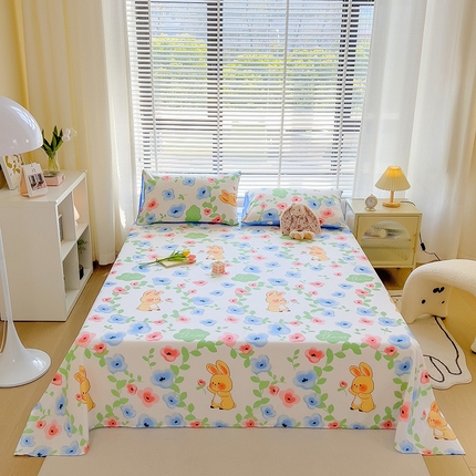 芃成家纺 2023新款全棉13070单床单 兔兔花海