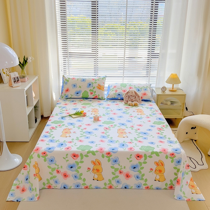 91家纺网 家纺一手货源 找家纺 芃成家纺 2023新款全棉13070单床单 兔兔花海