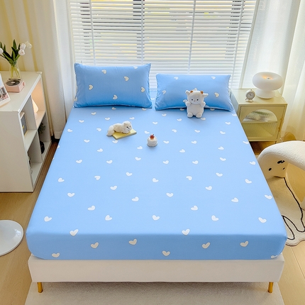 芃成家纺 2023新款全棉13070单床笠 蓝爱心