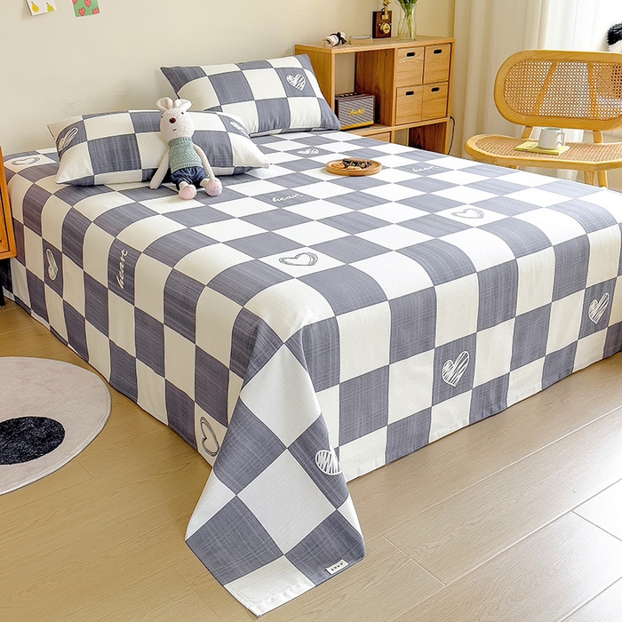 91家纺网 家纺一手货源 找家纺 芃成家纺 2023新款全棉老粗布床单 心有所属