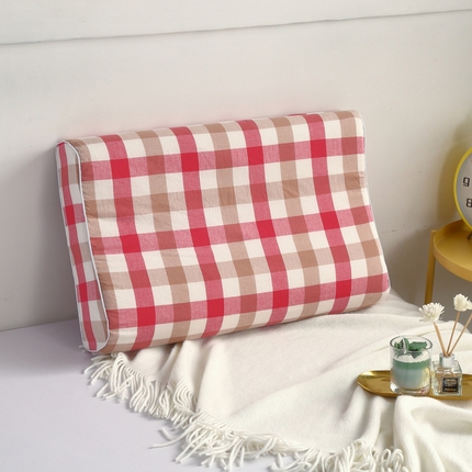 91家纺网 家纺一手货源 找家纺 佳梦达 2023新款全棉色织水洗棉记忆棉乳胶枕头枕芯-记忆棉 40*60cm/只红色格子