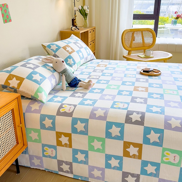 91家纺网 家纺一手货源 找家纺 芃成家纺 2023新款全棉老粗布床单 心心相印