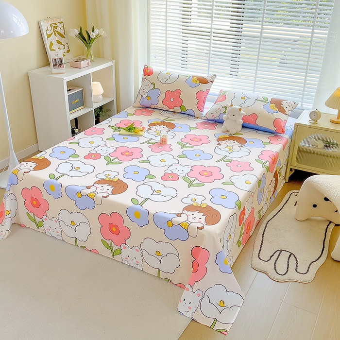 91家纺网 家纺一手货源 找家纺 芃成家纺 2023新款全棉13070单床单 可爱女孩