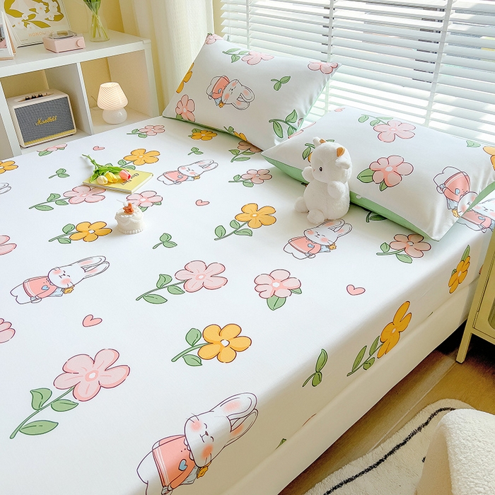 91家纺网 家纺一手货源 找家纺 芃成家纺 2023新款全棉13070单床笠 时尚小兔