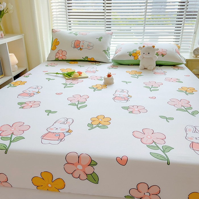 91家纺网 家纺一手货源 找家纺 芃成家纺 2023新款全棉13070单床笠 时尚小兔