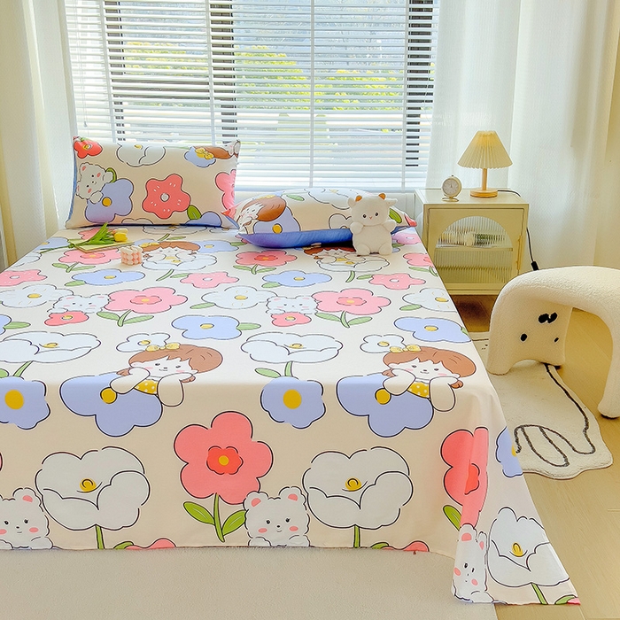 91家纺网 家纺一手货源 找家纺 芃成家纺 2023新款全棉13070单床单 可爱女孩