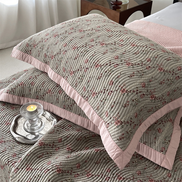 91家纺网 家纺一手货源 找家纺 汇庭 2023新款雅丝床盖三件套 欧娜