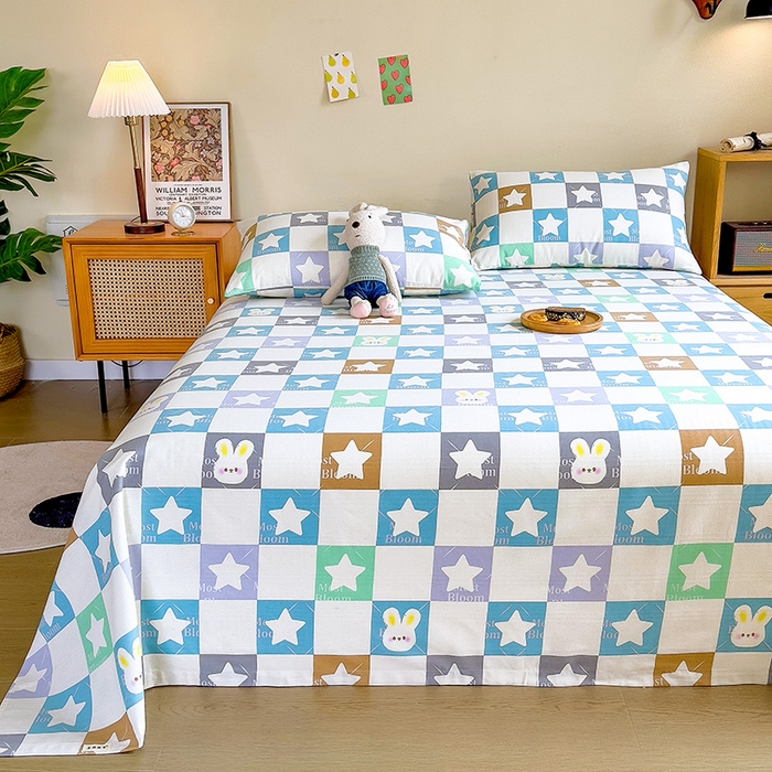 91家纺网 家纺一手货源 找家纺 芃成家纺 2023新款全棉老粗布床单 心心相印