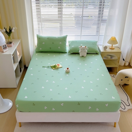 91家纺网 家纺一手货源 找家纺 芃成家纺 2023新款全棉13070单床笠 绿叶