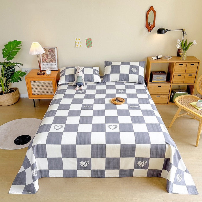 91家纺网 家纺一手货源 找家纺 芃成家纺 2023新款全棉老粗布床单 心有所属