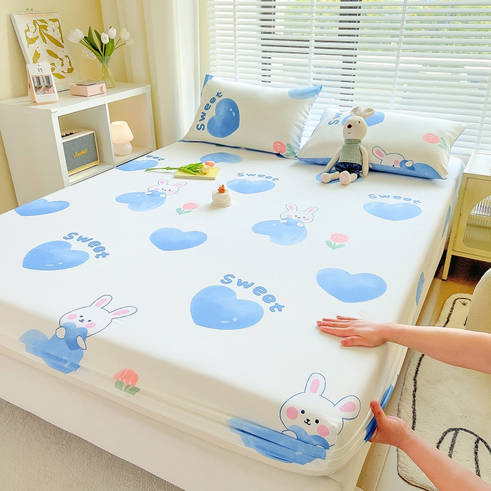 91家纺网 家纺一手货源 找家纺 芃成家纺 2023新款全棉13070单床笠 开心兔