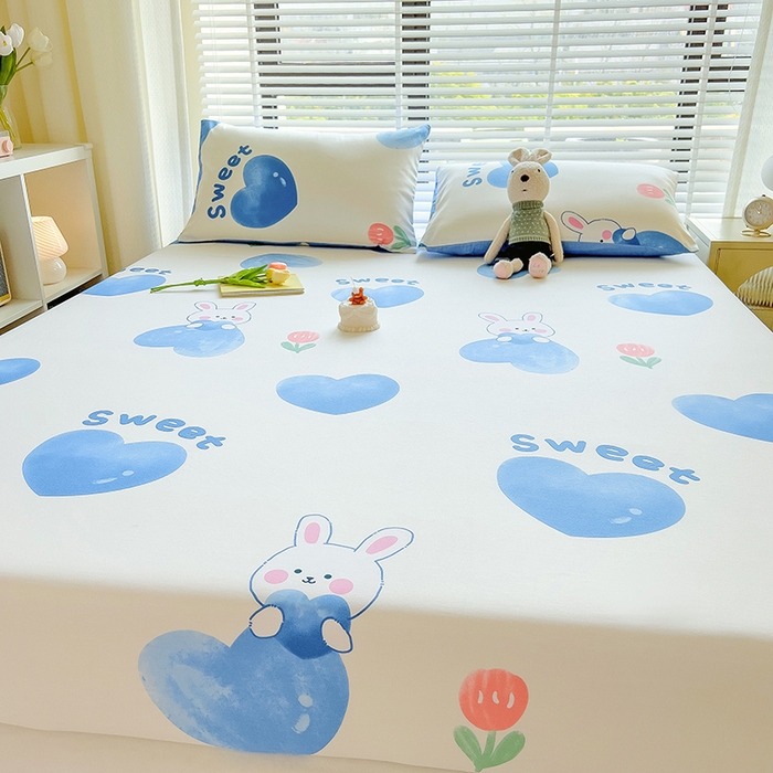 91家纺网 家纺一手货源 找家纺 芃成家纺 2023新款全棉13070单床笠 开心兔