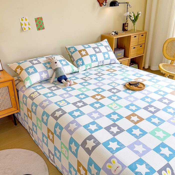 91家纺网 家纺一手货源 找家纺 芃成家纺 2023新款全棉老粗布床单 心心相印