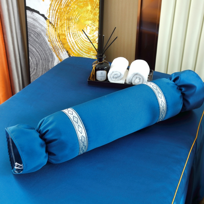 91家纺网 家纺一手货源 找家纺 莉人坊 2023新款贵妃缎按摩床床罩系列 逃之夭夭宝蓝