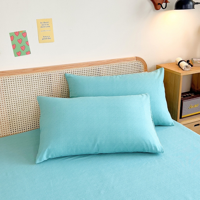 91家纺网 家纺一手货源 找家纺 芃成家纺 2023新款全棉老粗布床单 水蓝