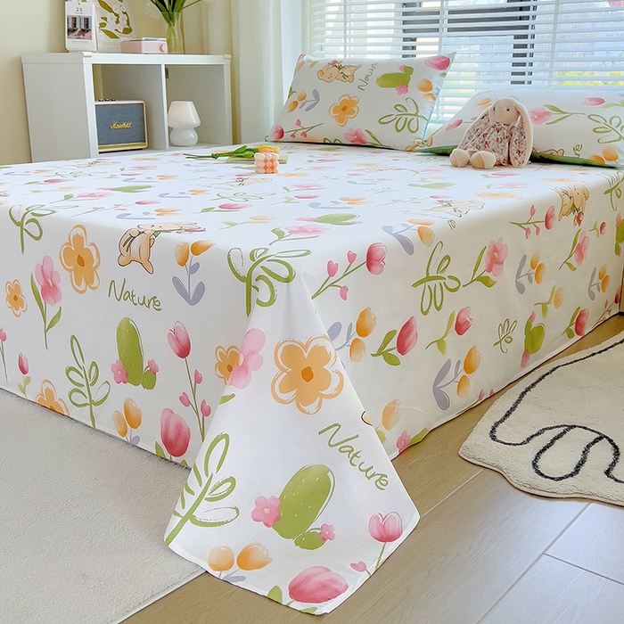 91家纺网 家纺一手货源 找家纺 芃成家纺 2023新款全棉13070单床单 小园丁