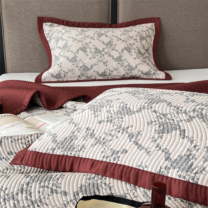 91家纺网 家纺一手货源 找家纺 汇庭 2023新款雅丝床盖三件套 薇薇雅