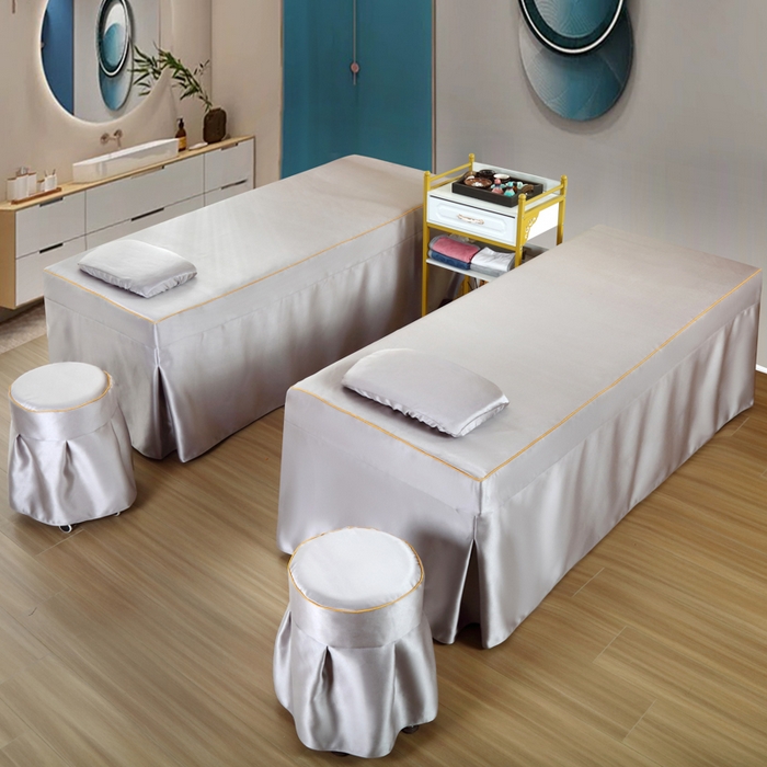 91家纺网 家纺一手货源 找家纺 莉人坊 2023新款贵妃缎按摩床床罩系列 逃之夭夭灰色