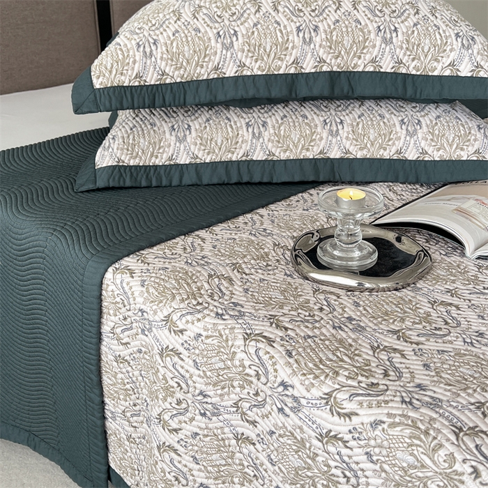 91家纺网 家纺一手货源 找家纺 汇庭 2023新款雅丝床盖三件套 瓦卡卡