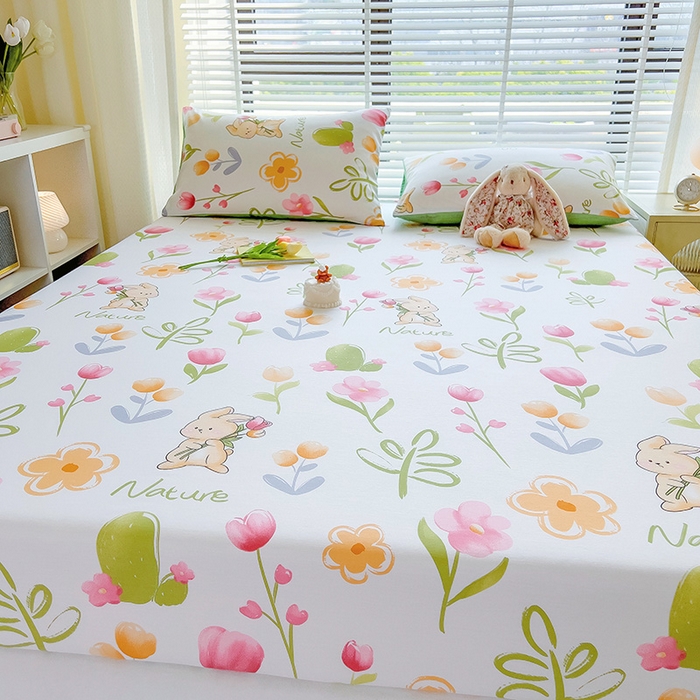 91家纺网 家纺一手货源 找家纺 芃成家纺 2023新款全棉13070单床笠 小园丁