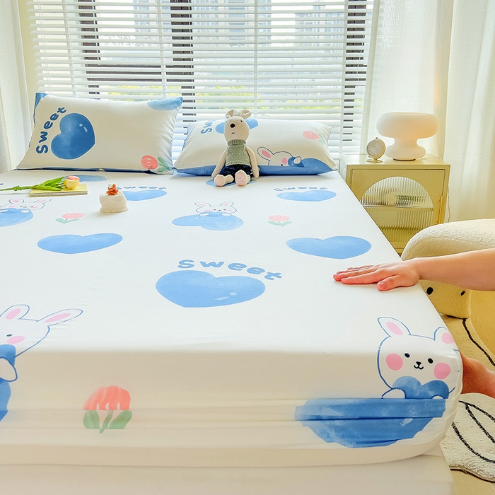 91家纺网 家纺一手货源 找家纺 芃成家纺 2023新款全棉13070单床笠 开心兔