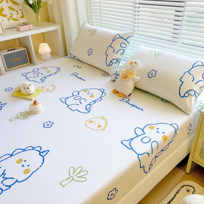 91家纺网 家纺一手货源 找家纺 芃成家纺 2023新款全棉13070单床笠 小恐龙