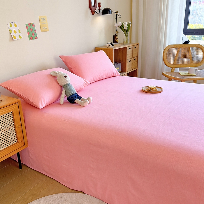 91家纺网 家纺一手货源 找家纺 芃成家纺 2023新款全棉老粗布床单 少女粉