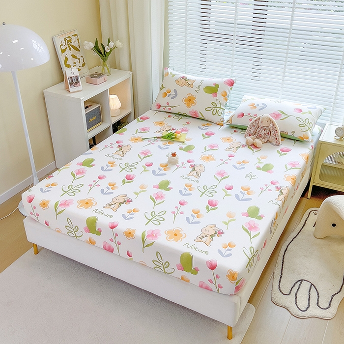 91家纺网 家纺一手货源 找家纺 芃成家纺 2023新款全棉13070单床笠 小园丁