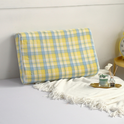 91家纺网 家纺一手货源 找家纺 佳梦达 2023新款全棉色织水洗棉记忆棉乳胶枕头枕芯-记忆棉 40*60cm/只黄蓝格子