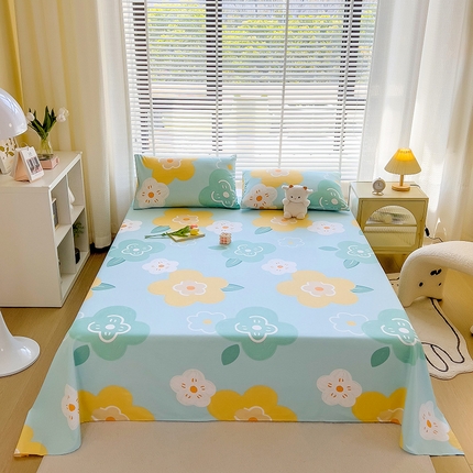 芃成家纺 2023新款全棉13070单床单 春天里 蓝