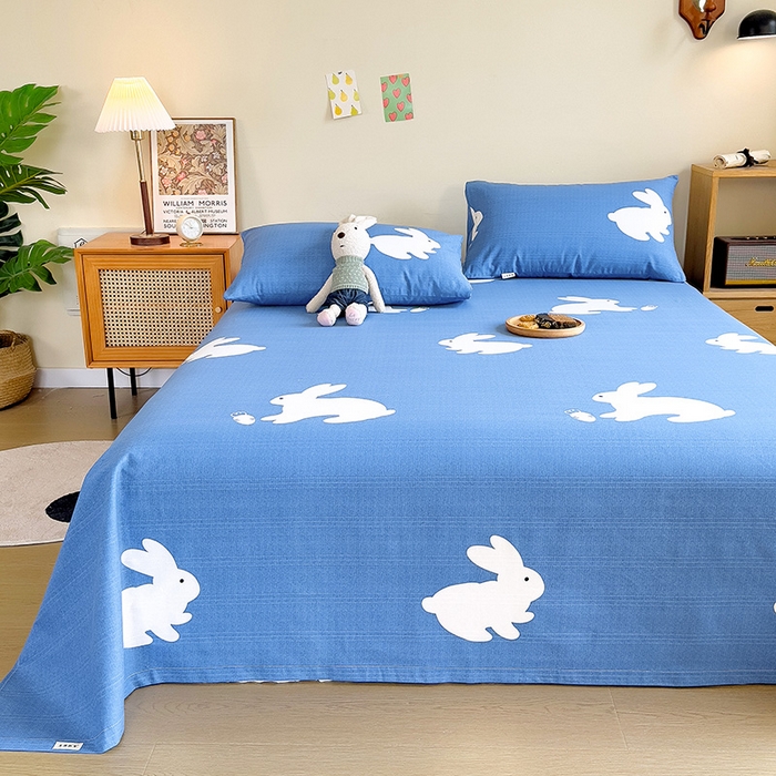 91家纺网 家纺一手货源 找家纺 芃成家纺 2023新款全棉老粗布床单 小兔乖乖