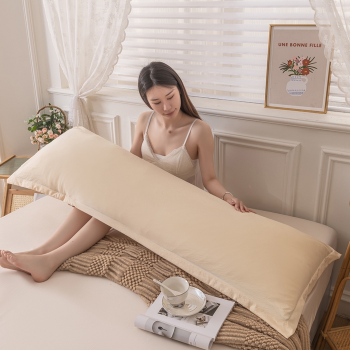 91家纺网 家纺一手货源 找家纺 梦舒羽 2025新款水洗棉麻单人枕头套亲肤双人枕套 鹅黄色